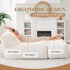 Hobestluk Big Bean Bag Lounger Chairs Large Beanbag Chair for Adults Bean Bag Sofa with Memory Foam Filled for Living Room, Bedroom or Balcony (Stripe White)