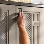 Suncast Tall Storage Cabinet, Platinum Resin Garage Storage Cabinet with Doors & Shelves, Plastic, Lockable, Freestanding Utility Closet for Tools & Supplies, Made in USA