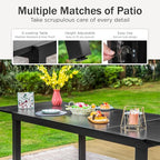 PHI VILLA Extra Large Expandable Patio Dining Table 99.2" × 35.5" Metal Outdoor Table for 6-10 Person, Metal Outdoor Dining Table with E-Coating for Garden Deck Yard- (Black)