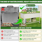 Elevated Raised Garden Bed 2' x 4' - Galvanized Planter Boxes with Legs, Wheels, and Storage Rack, Outdoor Planters for Backyard/Patio/Balcony with Drainage Holes for Vegetables, Flowers, Herbs, White