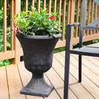 Southern Patio Winston Plant Urn, Garden Planter Urn for Flowers and Plants, 16" D x 16" W x 21" H, Weathered Black, 2 Pack
