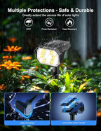Brightown 4Pack Solar Spot Lights Outdoor [Cool & Warm Light 2-in-1], IP67 Solar Lights Outdoor Waterproof with 1800mAh, Two Mounting Methods Outdoor Solar Lights for Yard, Garden and Pathway