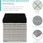 Best Choice Products Set of 2 Wicker Ottomans, Multipurpose Outdoor Furniture for Patio, Backyard, Additional Seating, Footrest, Side Table w/Storage, Removable Cushions - Gray/Black