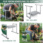 FLINTER Garden Kneelers Seat, Stable and Save Tip-Resistant Design 10.2" Wider Garden Kneeler and Seat with Handle, Heavy Duty Gardening Stool for Seniors, Gardening Weeding Bench for Parents - Gray