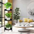 SYQ 3 Tier Plant Stand Indoor Outdoor - 34'' Extra-Tall Metal Plant Stands for Potted Plants Multiple Tiered Plant Shelf Vertical Black Iron Planter Rack Large Flower Pot Holder Table for Patio Corner