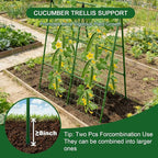2-Pack A-Frame Cucumber Trellis for Raised Bed - 33"x47" Foldable Garden Trellis with Net & Clips|Space-Saving Metal Plant Support for Cucumber, Tomato, Peas|Rust-Proof Outdoor Climbing Plants Trellis