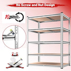 REIBII 2020LBS Garage Shelving Heavy Duty 5 Tier Storage Shelves Adjustable Metal Shelving for Basement, Warehouse, Pantry, Closet, Kitchen, Easy Assembly, 72" H x 35.55" W x 16" D, Galvanized