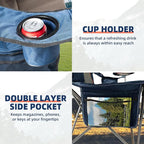 2 Pack Folding Camping Chairs for Adults - High Back Padded Outdoor Lawn Chairs with Lumbar Support & Cup Holder, 400lbs Heavy Duty Portable Camping Chairs Set (Blue & Brown, 2 PCS)