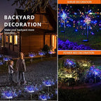 4 Pack Solar Firework Lights 200 LED Create Magical Nights, Waterproof Starburst Fairy Lights for Garden Yard Patio Christmas Romantic Wedding Party Decor(Color)