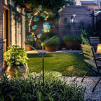 Afirst Decorative Solar Lights Outdoor Solar Bee Stake Light with Glass Flower Metal Decorative Garden Lights Outdoor Waterproof Stakes for Pathway Yard Lawn Decoration Mothers Day Mom Gifts