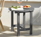 Y&M Outdoor Side Table, Waterproof Four-Legged Round Entryway End Table, Single-Tier HDPE Modern Small Coffee Nightstand for Bedroom, Living Room, Patio, Indoor or Outdoor Use, Dark Gray