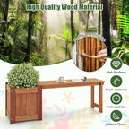 Giantex 2-in-1 Outdoor Bench with Raised Garden Bed, Wood Seat with Teak Oil Finish, Planter Box with Open-Ended Base, Garden Bench Seat for Porch Balcony Lawn Yard, DIY Assembly
