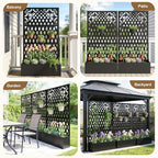 Metal Raised Garden Bed with Trellis & Privacy Screen, 71"x40"x11.8" Galvanized Freestanding Planter Box for Patio Balcony, Modern Planter with Drainage for Climbing Plants, Flowers & Vegetable