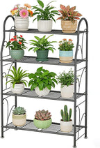 SORCEDAS Plant Stand Indoor Outdoor Plant Shelf 4 Tier Metal Corner Flower Stand Multiple Holder for Patio Garden Balcony Living Room, Dark Grey