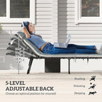 Outsunny Chaise Lounge Chair Outdoor Set of 2, 5-Position Adjustable Outdoor Pool Lounge Chairs, Folding Tanning Chair Beach Lounger with Cushion, Headrest, Side Pocket for Patio, Yard, Gray