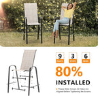 VINGLI Outdoor Bar Chairs Set of 8 – Stackable Outdoor Bar Stools with Sturdy Sling High Back and Armrests for Lawn, Courtyard, Garden, Bar, Yellow