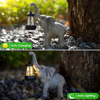 Solar Garden Statue Lights Elephants Figurine with Solar Lantern, Outdoor Yard Decorations for Patio Porch Home, Mothers Day Decorations Gift for Women - Unique Housewarming Gifts