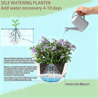 Set of 2-8 Inch Self Watering Hanging Planters for Indoor Outdoor，Hanging Plant Pots with Drainage & Removable Tray, Hanging Pots Holder for Ivy, Pothos, Ferns, Balcony & Patio, White