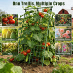 Miory Cucumber Trellis for Raised Beds, 2 Pack 32x48" A-Frame Garden Trellis, Climbing Plant Support with Netting for Cucumber Tomato Bean Pea