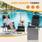 NEWBULIG Zero Gravity Chair Set of 2, Lounge Chair Folding Portable Adjustable Camping Reclining Chairs with Adjustable Pollow, Mesh Back, Cup Holder Trays Lawn Patio Chair for Pool Beach - Black