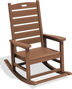 SERWALL Outdoor Rocking Chair, Oversized Rocking Chair with Footrest for Adults, HDPE All Weather Resistant Rocking Chairs for Patio, 350lbs Weight Capacity, Brown