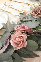 Artificial Flowers Garland, 6ft Eucalyptus Willow Vine in Dusty Rose