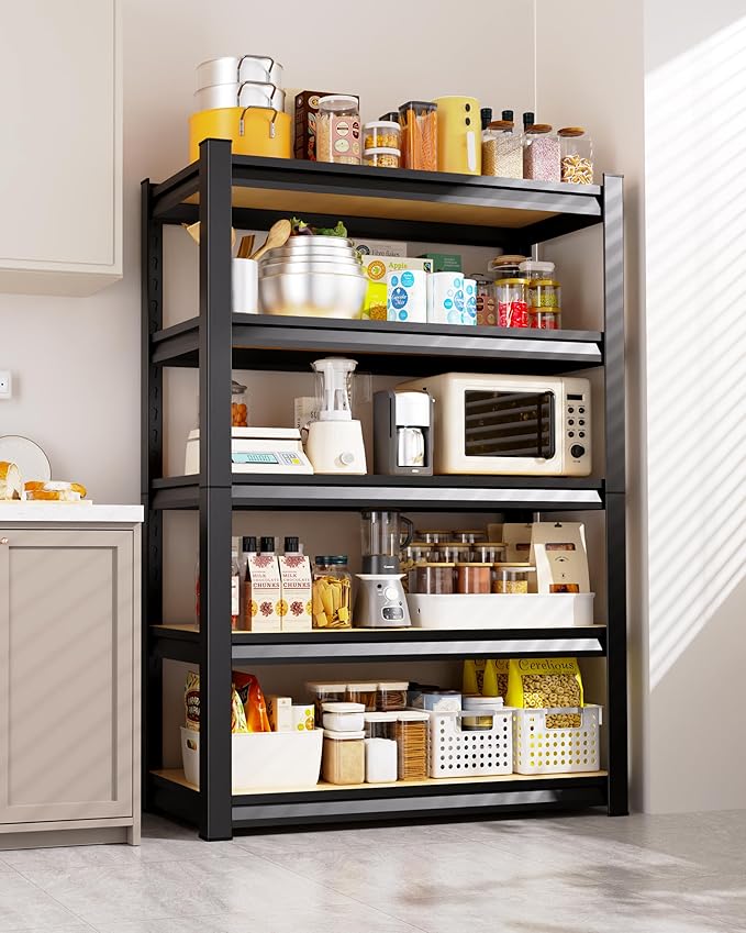 AOAORRG Set of 2 Garage Shelving Heavy Duty Storage Shelves, Metal Adjustable Shelving Unit, Utility Garage Organizer Shelf for Basement, Pantry, Kitchen, Warehouse, 15.7" Dx33.5 Wx35.4 H, Black