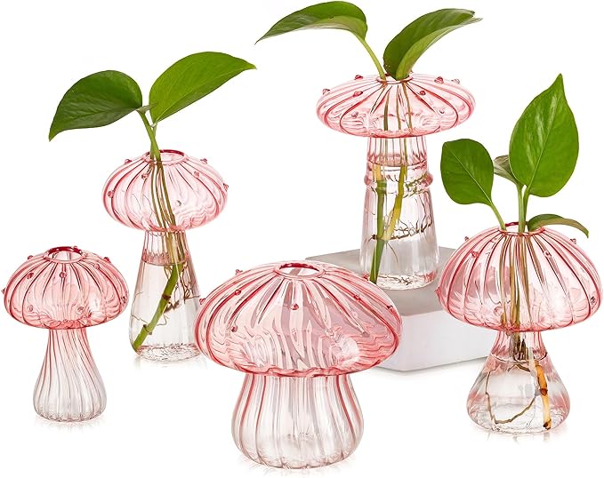 Pots: Pink Borosilicate Glass Mushroom Propagation Planter, 0.78-Inch Opening