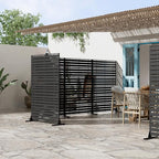 Casaphoria Metal Privacy Screen Outdoor, 72" H x 47" W Freestanding Decorative Privacy Screen for Patio Deck Balcony Garden with Stable Base, Black-Adams