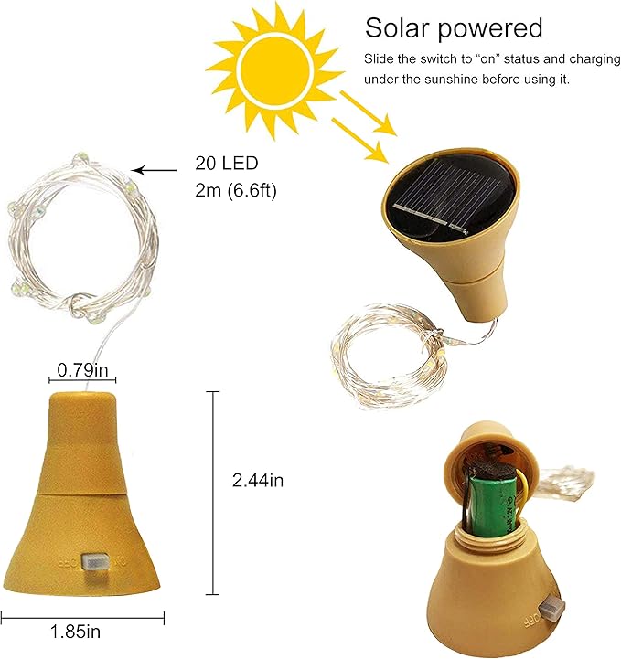 Indoor String Lights for Wine Bottles, 8 Pack Cool White Solar