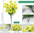 12 Bundles Artificial Pansy Flowers for Outdoor, Faux Silk Pansies Spring Flowers Outside for Planter Front Door Porch Patio Yard Window Box Home Decor (Yellow)