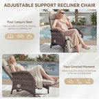 Zero Gravity Wicker Patio Recliner Chair - Wicker Outdoor Lounge Chair with Adjustable Backrest & Footrest, All Weather Outdoor Reclining Chairs with Thick Cushion for Pool Deck Beige