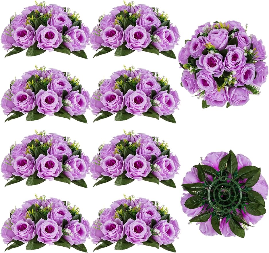 Artificial Flower Balls, Lilac Silk Roses for Wedding Centerpieces