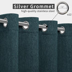 Easy-Going Linen Look Outdoor Curtains Waterproof Windproof Porch Curtains, Soft Thicken Outdoor Privacy Curtains for Patio, Gazebo, Grommet Top and Tab Bottom Drape, 1 Panel, 110x84 inch, Teal