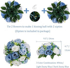 Artificial Flower Balls for Centerpieces, 10 Pcs Dusty Blue Silk Roses