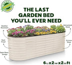Plant & Plot Galvanized Raised Garden Beds Outdoor // 6×2×2 ft Planter Raised Beds for Gardening, Vegetables, Flowers // Large Metal Garden Box (White) // Patented Tool-Free Design