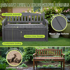 Greesum 80 Gallon Outdoor Storage Bench, Resin Patio Furniture with Armrest,Waterproof and UV-Resistant, Perfect to Garden, Poolside and Lawn, Dark Grey