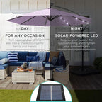 Best Choice Products 10ft Solar LED Offset Cantilever Hanging Market Patio Umbrella, 8 Sturdy Ribs, Easy Adjustment - Lavender