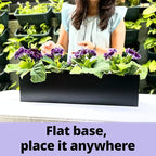 LaLaGreen Wall Planters for Outdoor Plants (36 Inch, 3 Pack) Carbon Steel Black Metal Hanging Flower Pot for Succulents, Wall Mount Rectangular Long Window Sill Box Balcony Fence Garden Deck Decor