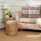 REDEARTH · Cylindrical Pouf Ottoman - Braided Pouffe Accent Sitting Round Footrest for Living Room, Bedroom, Nursery, kidsroom, Patio, Gym; 100% Jute (14.5"X14.5"X16"; Natural)