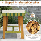 Tangkula 6 Piece Patio Dining Set for 5-6 People, 63” Outdoor Acacia Wood Table with 1.97” Umbrella Hole & Bench & 4 Cushioned Armchairs, for Deck Yard and Poolside