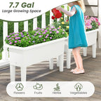 Giantex Raised Garden Beds Outdoor Set of 2, Self-Watering Planter Box with Detachable Legs & Drainage Hole, Outdoor Raised Container for Vegetable Fruit Herbs, 31.5”Lx12”Wx16”H, Easy Assembly (White)