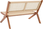 SAFAVIEH Outdoor Collection Kobina Natural Acacia Wood/Natural Rope Foldable Bench (Fully Assembled)