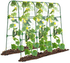 Garden Trellis for Climbing Plants Outdoor, Cucumber Trellis for Raised Bed Garden, Arch Trellis Support for Cucumbers Tomatoes Beans Peas, 50x48 inch, Metal Trellis with Netting, Green