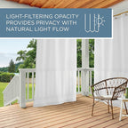 TOWN & COUNTRY BASICS Cabana Solid Heavyweight Indoor Outdoor Curtains, Light Filtering Opacity with Grommet Top, Water Repellent, 2-Pack Set, 54"x96", Winter White