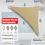 Amgo 24' x 24' x 33.9' Beige Right Triangle Sun Shade Sail UPF50+ Canopy Awning AGSLT, 95% UV Blockage, Water & Air Permeable, 200GSM Heavy Duty Commercial and Residential (We Make Custom Sizes)