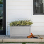 Veradek Brixton Series Large Plastic Planter - Gray, Outdoor, All-Weather Resistant, Dimensions 17.5"H x 16"W x 32"L, Classic Estate Design for Flowers, Trees, Shrubs