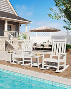 GarveeLife Outdoor Side Table 2-Tier, 18 in HDPE All Weather Resistant Patio Side Tables for Outside, End Table for Patio Pool Deck Indoor Backyard, White-2Pcs