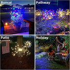 YOTOZU 4 PCS Solar Firework Light, Outdoor Solar Garden Decorative Lights 120 LED Powered 40 Copper Wires String DIY Landscape Light for Walkway Pathway Backyard Decoration Parties Perfect Gifts(Pink)