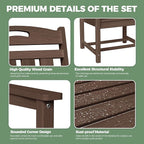 5-Piece Outdoor Dining Furniture Set with Chairs, All-Weather HDPE Patio Table and 4 Chairs, Umbrella Hole, for Garden Backyard or Deck - Brown
